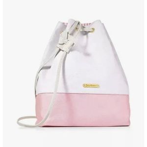 Juicy Couture Drawstring Bucket Bag Tote Backpack.Pink and white. Fun & cute
